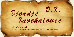 Đorđe Kuvekalović vizit kartica